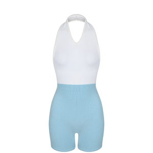 Lily Halter Tie Knit Suit in Skye