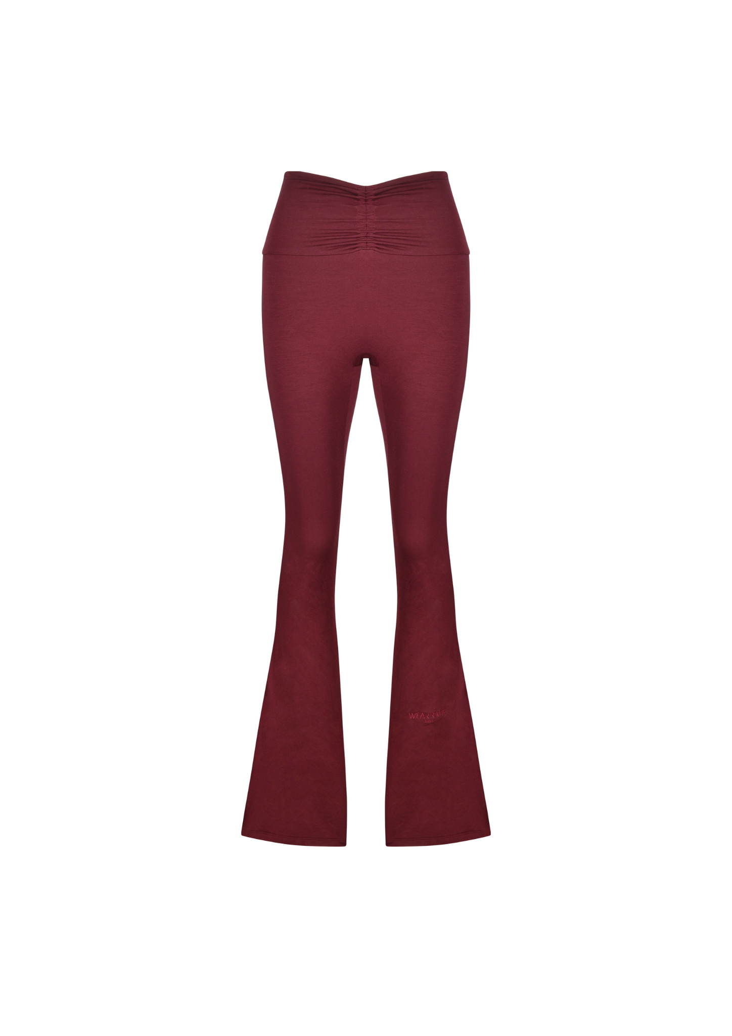 Core Luxe Scrunch Waist Flare Pants In Burgundy