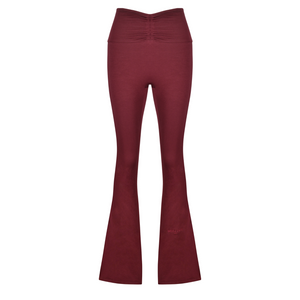 Core Luxe Scrunch Waist Flare Pants In Burgundy