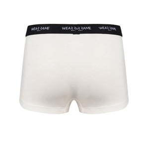 Men’s Bamboo Boxer Briefs in White w/ Black Details