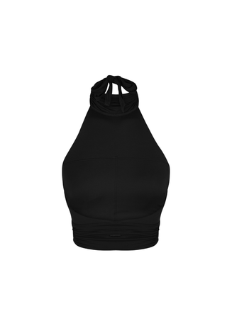 Black halter top on a white background