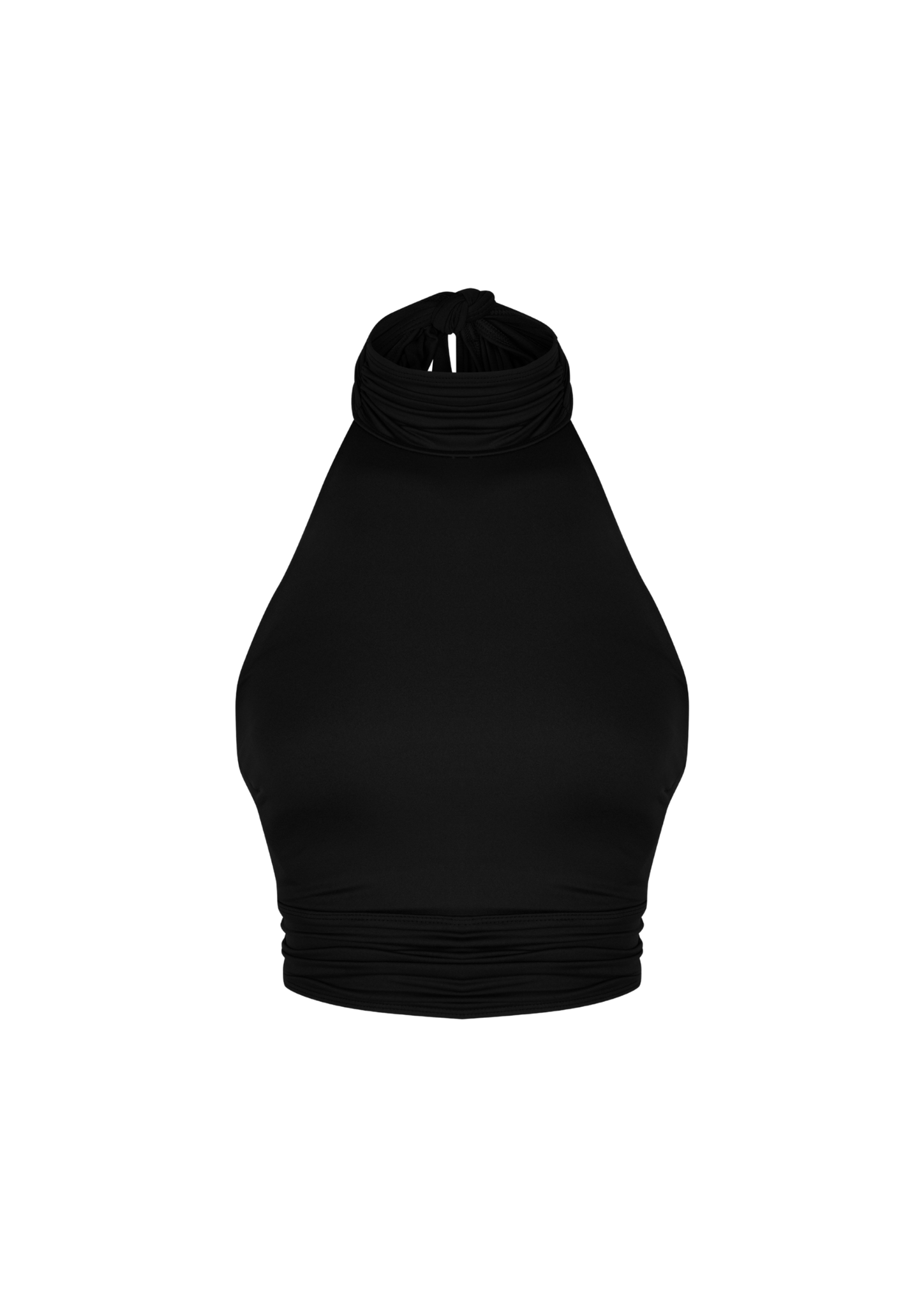 Black halter top on a white background