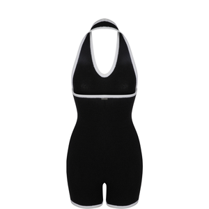 Camellia Halter Knit Suit In Black