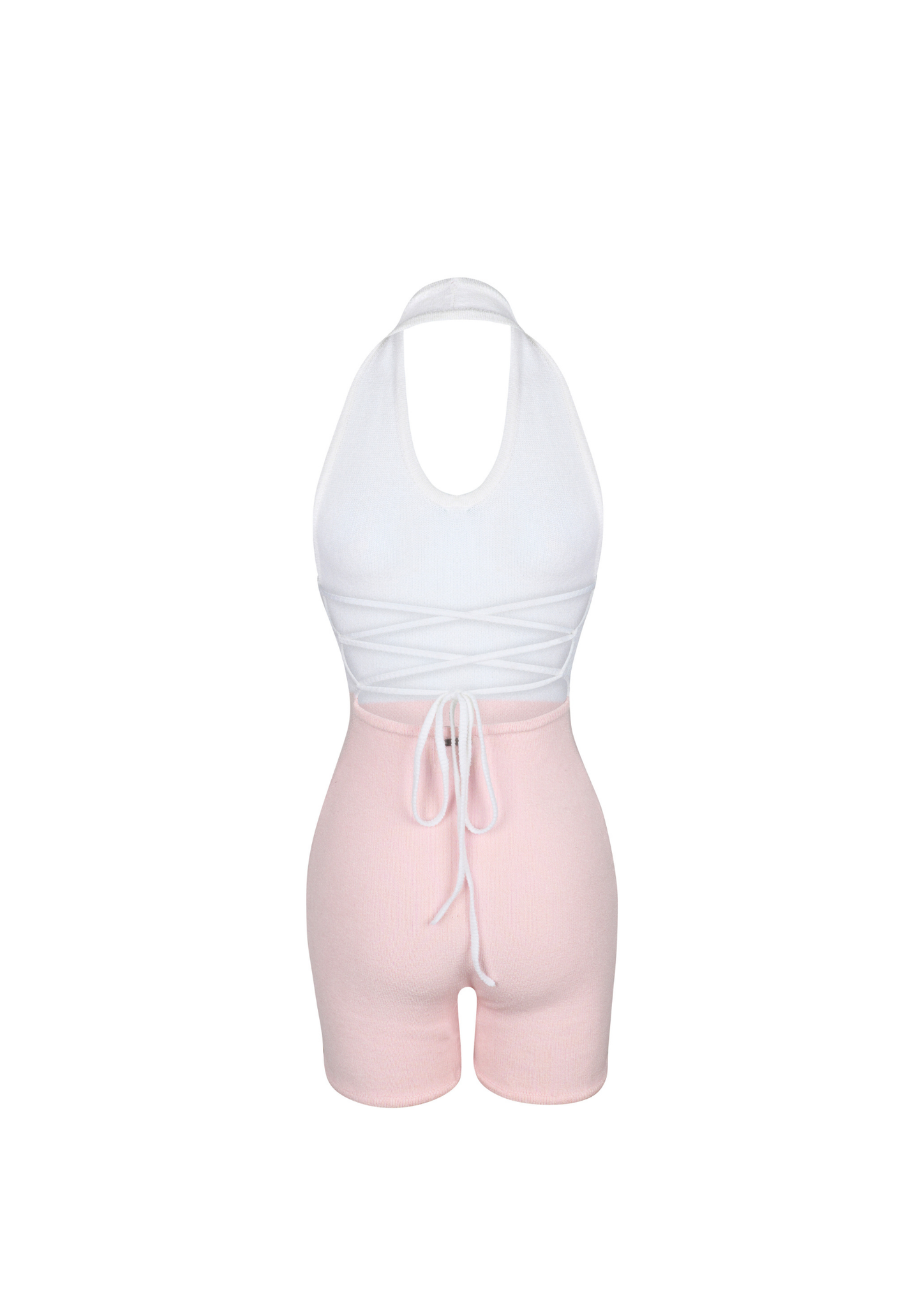 Lily Halter Tie Knit Suit in Rosemilk