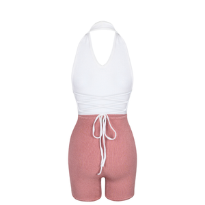 Lily Halter Tie Knit Suit in Mulberry