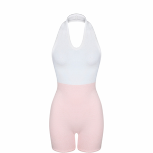 Lily Halter Tie Knit Suit in Rosemilk