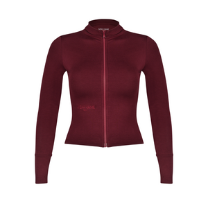 Core Sculpted Zip-Up Jacket In Burgundy