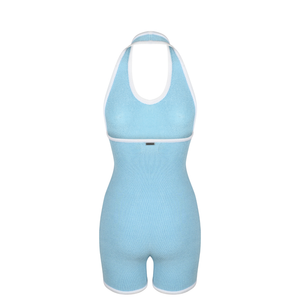 Camellia Halter Knit Suit In Skye