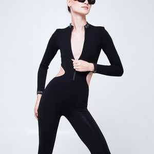Sha Long Sleeve Full Body Suit In Black