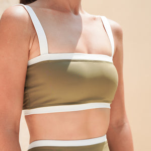 Two Tone Eos Bra In Olive Green