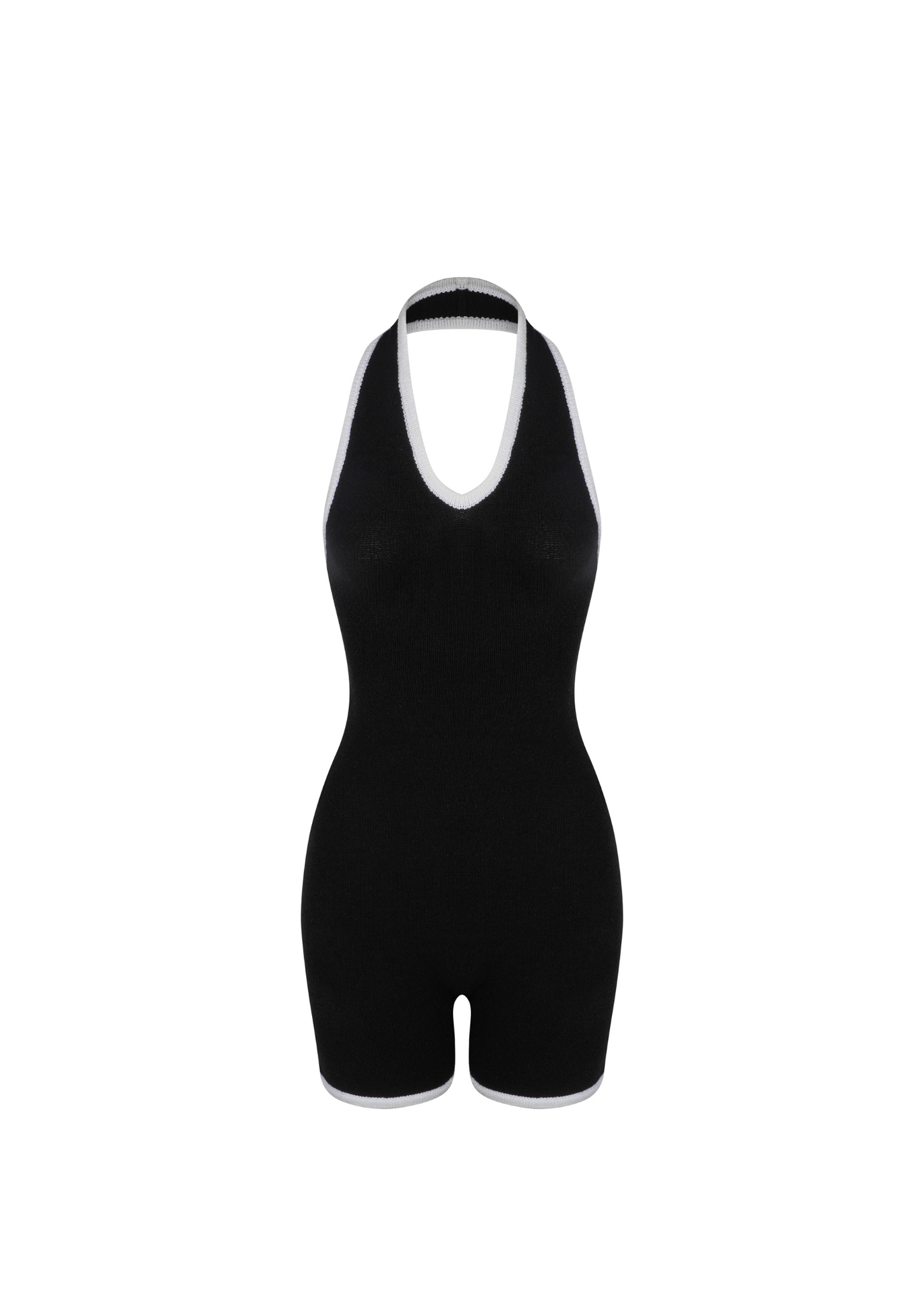 Camellia Halter Knit Suit In Black