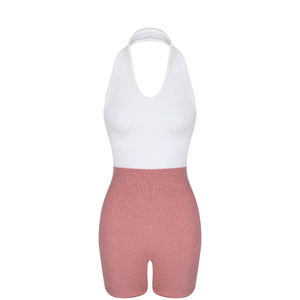 Lily Halter Tie Knit Suit in Mulberry