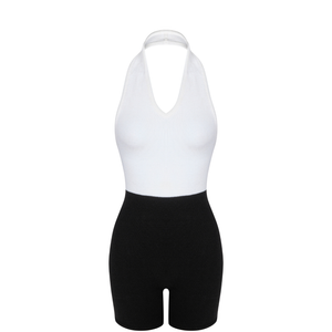 Lily Halter Tie Knit Suit in Black
