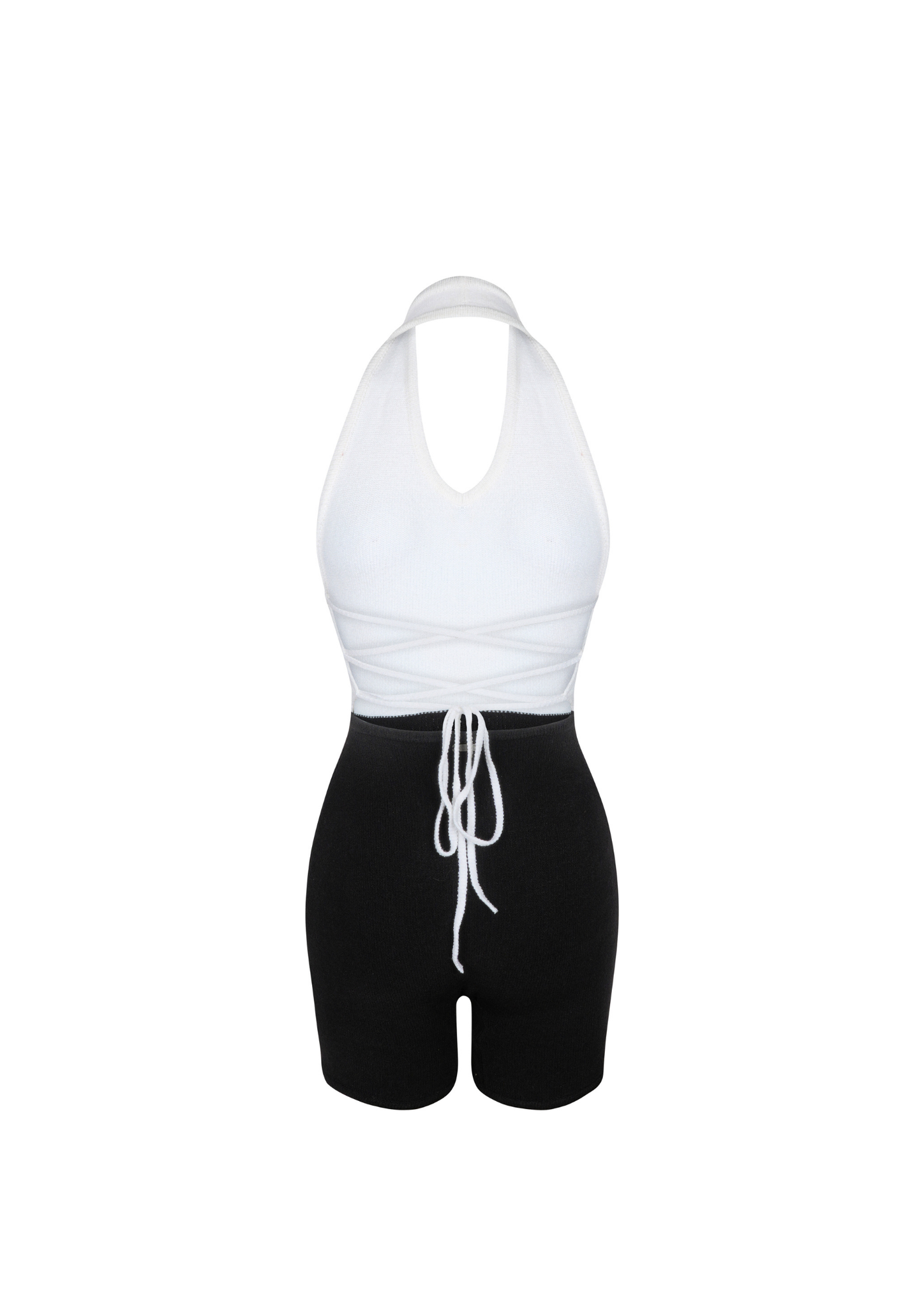 Lily Halter Tie Knit Suit in Black