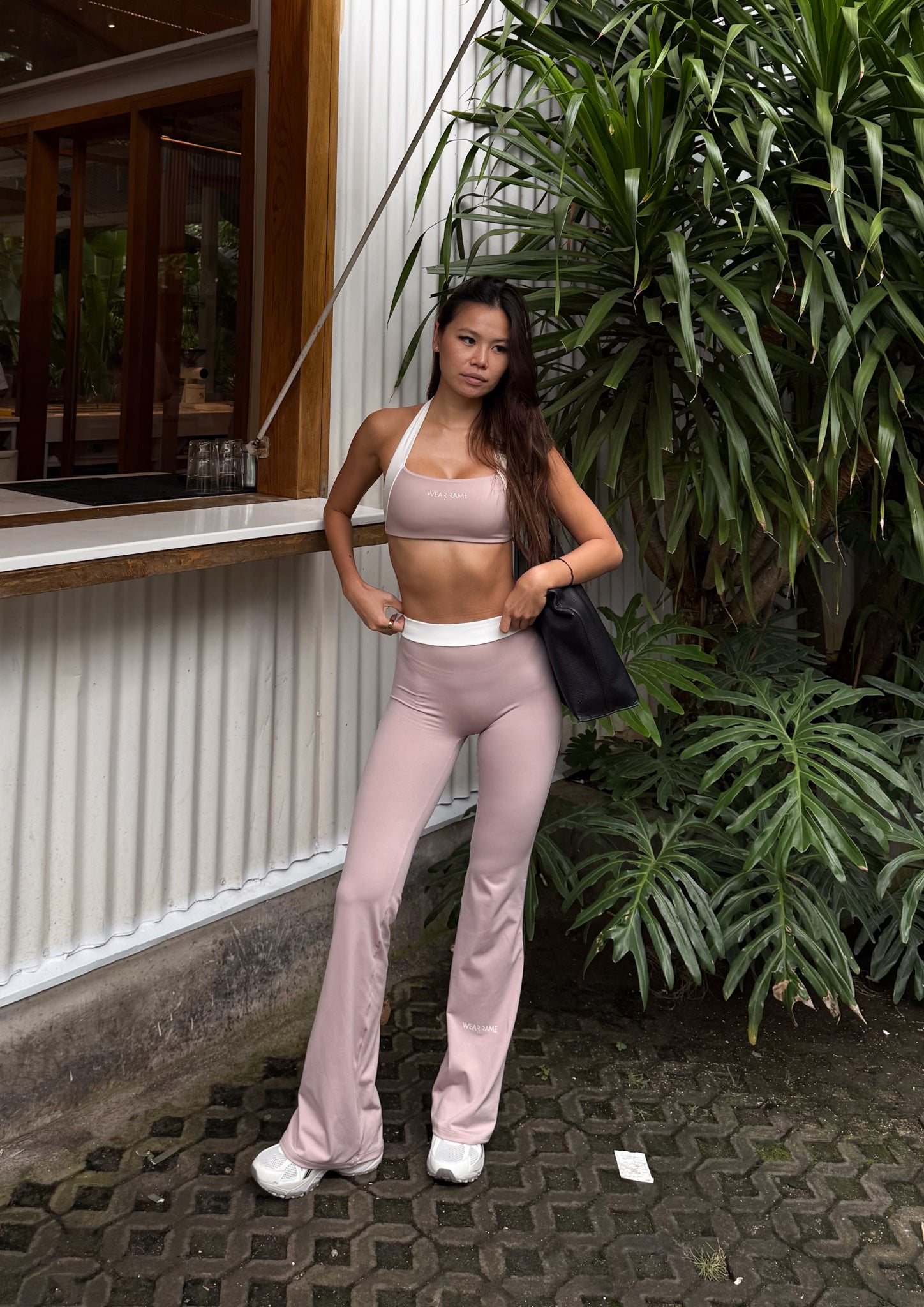 Two Tone Flow Flare Pants in Blush Coral