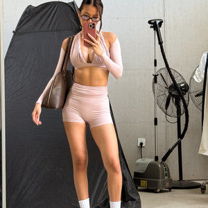 Stretch Luxe Bolero In Blush Coral
