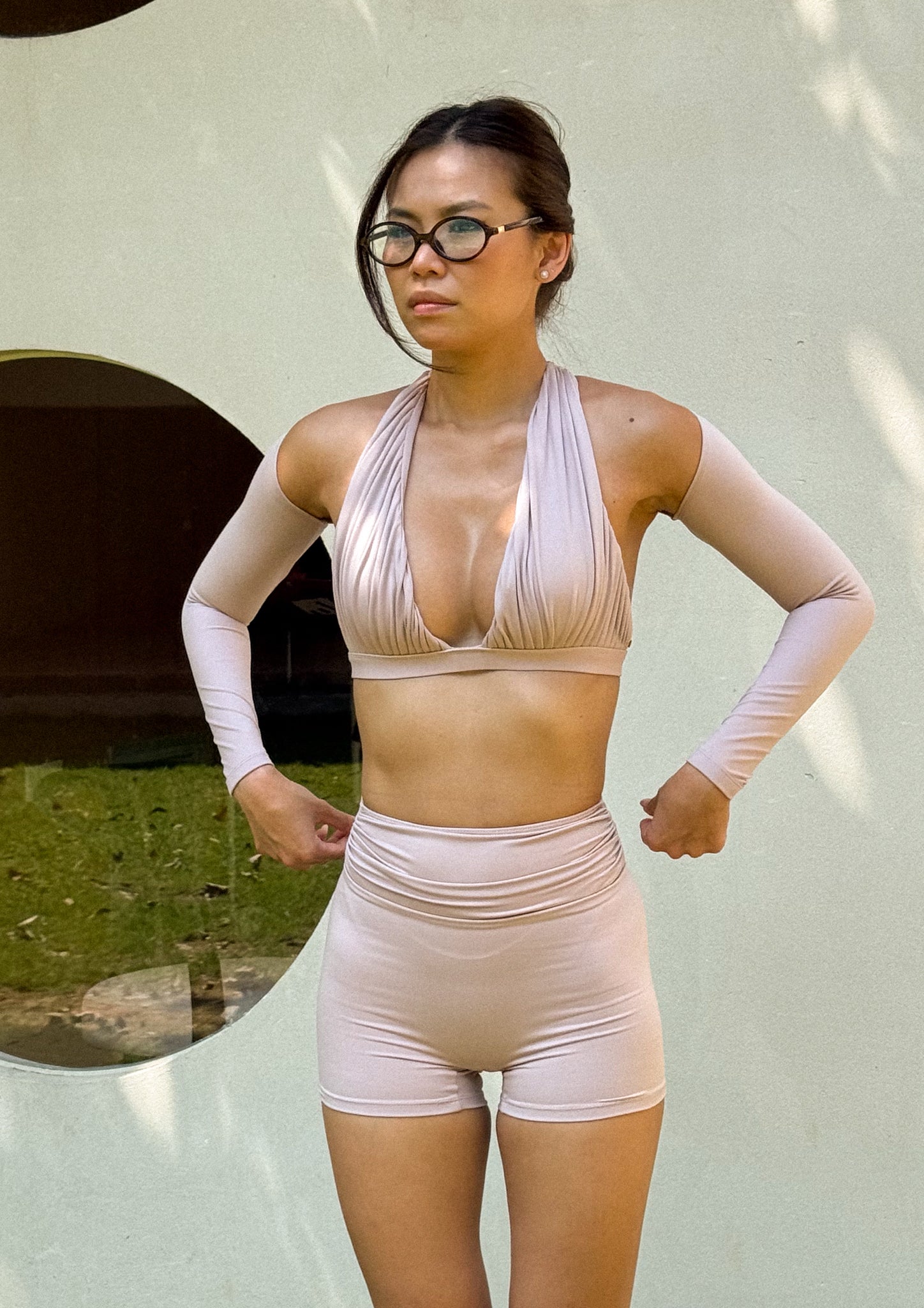 Stretch Luxe Bolero In Blush Coral