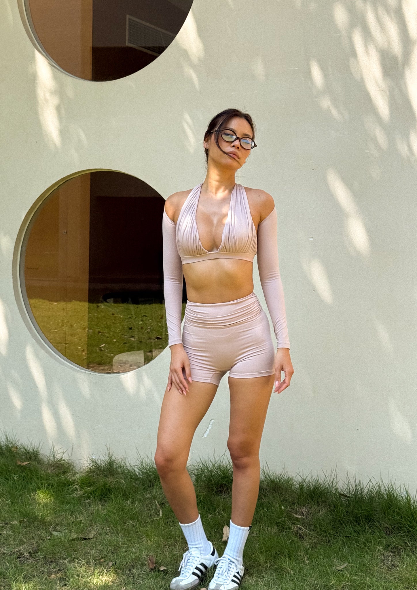Stretch Luxe Bolero In Blush Coral