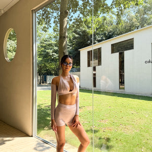 Stretch Luxe Bolero In Blush Coral