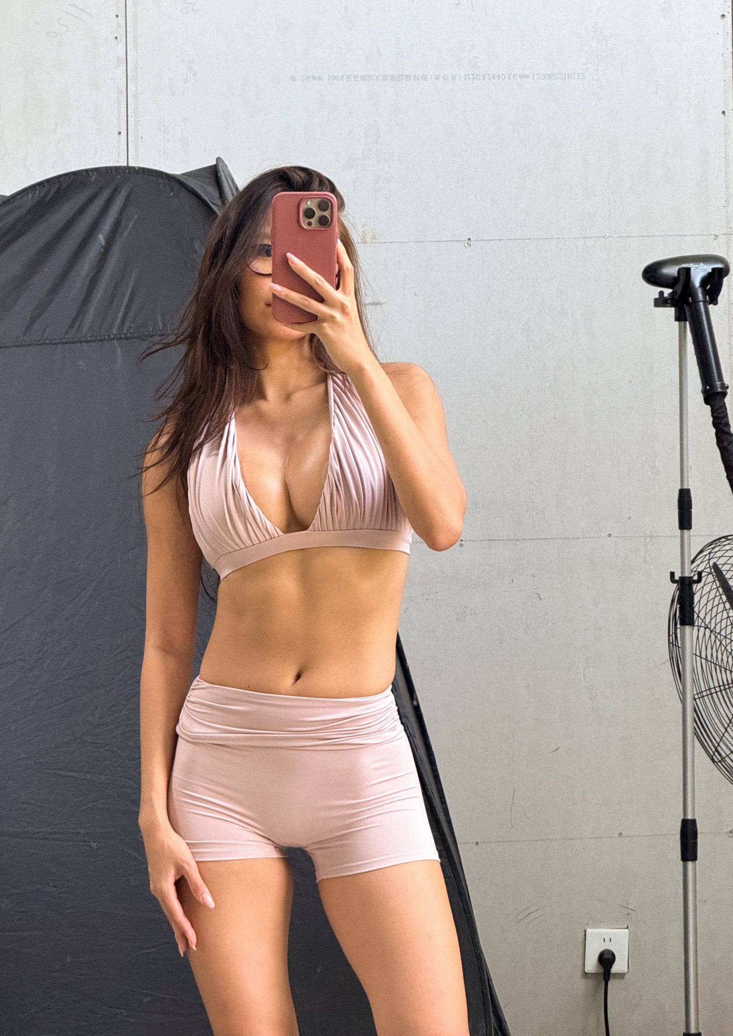 Celeste Draped Short Pants In Blush Coral