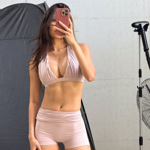 Celeste Draped Short Pants In Blush Coral