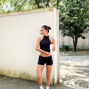 Celeste Halter Sport Top In Black
