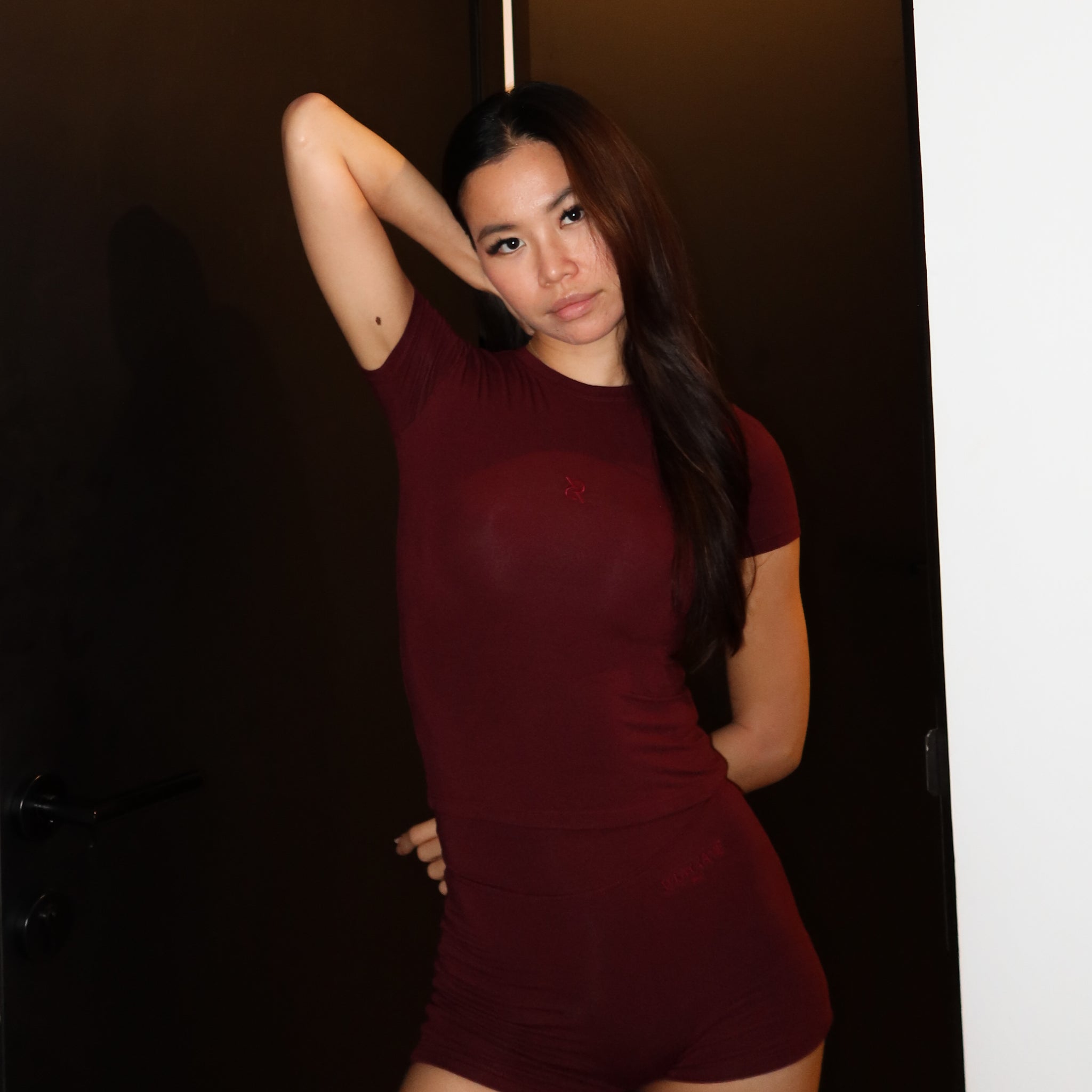 Basic Nyx Fitted Top in Burgundy