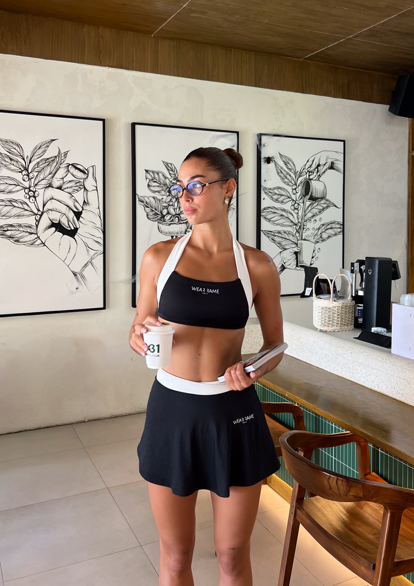 Two Tone Halo Bra in Black