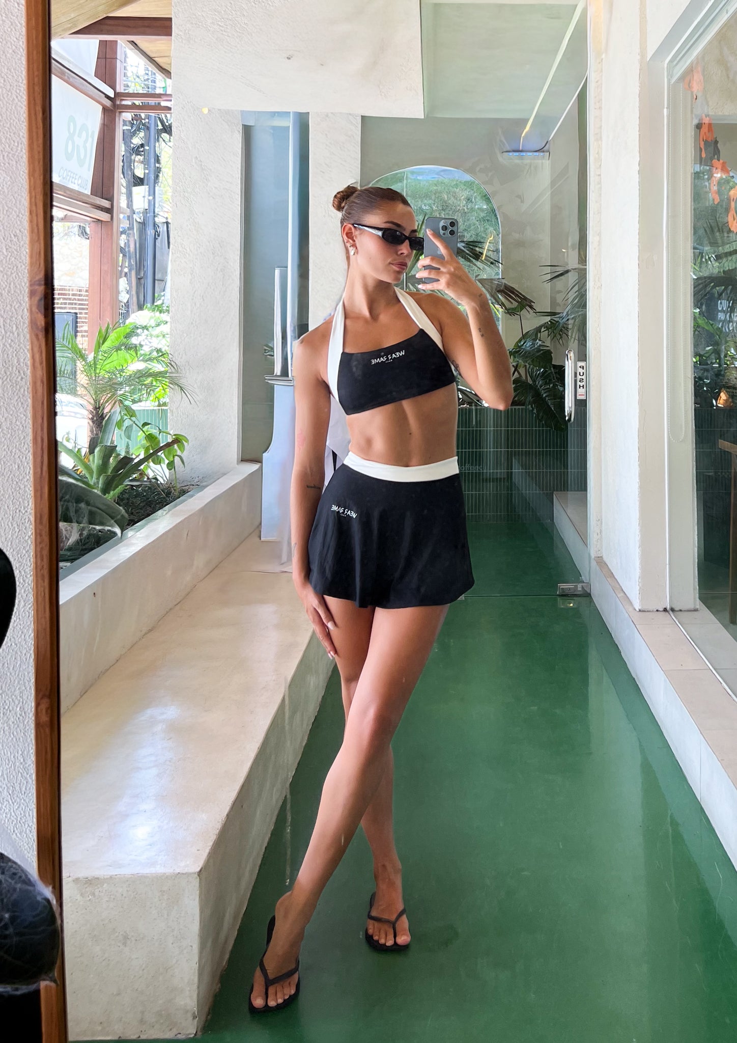 Two Tone Wrap Skort in Black