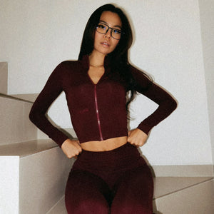 Core Sculpted Zip-Up Jacket In Maroon