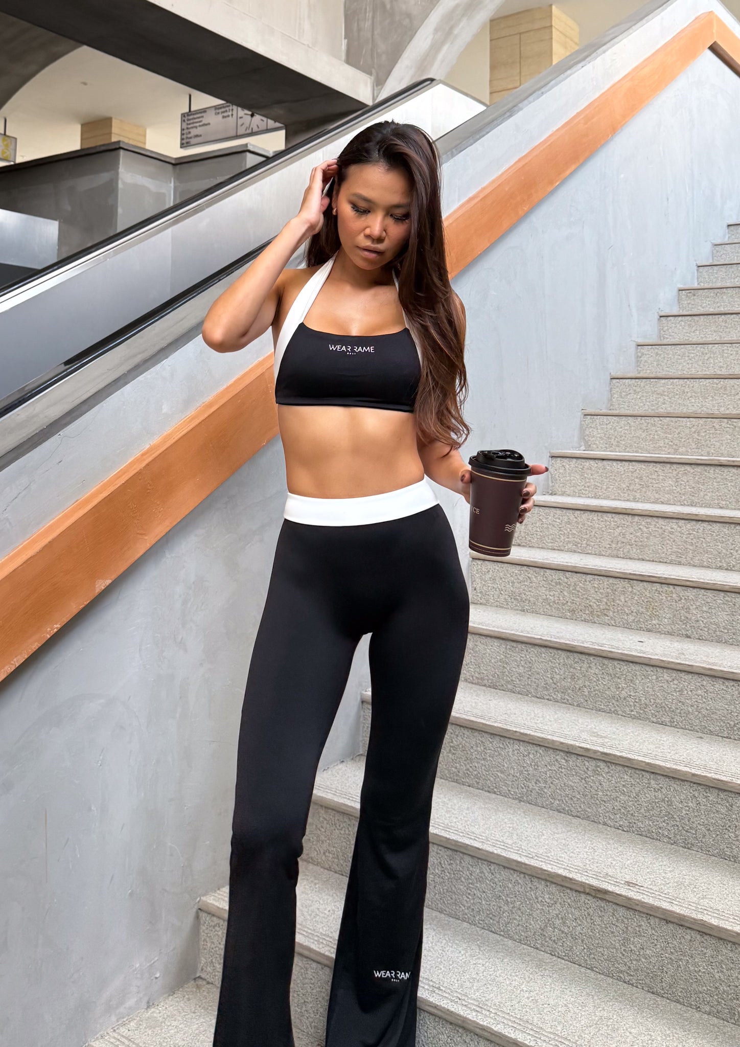 Two Tone Halo Bra in Black