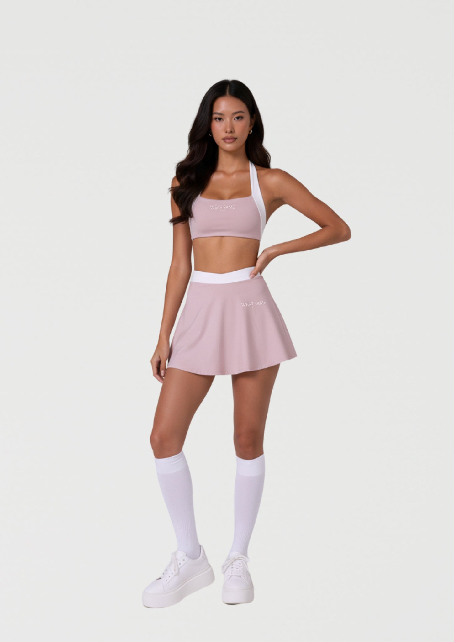 Two Tone Wrap Skort in Blush Coral