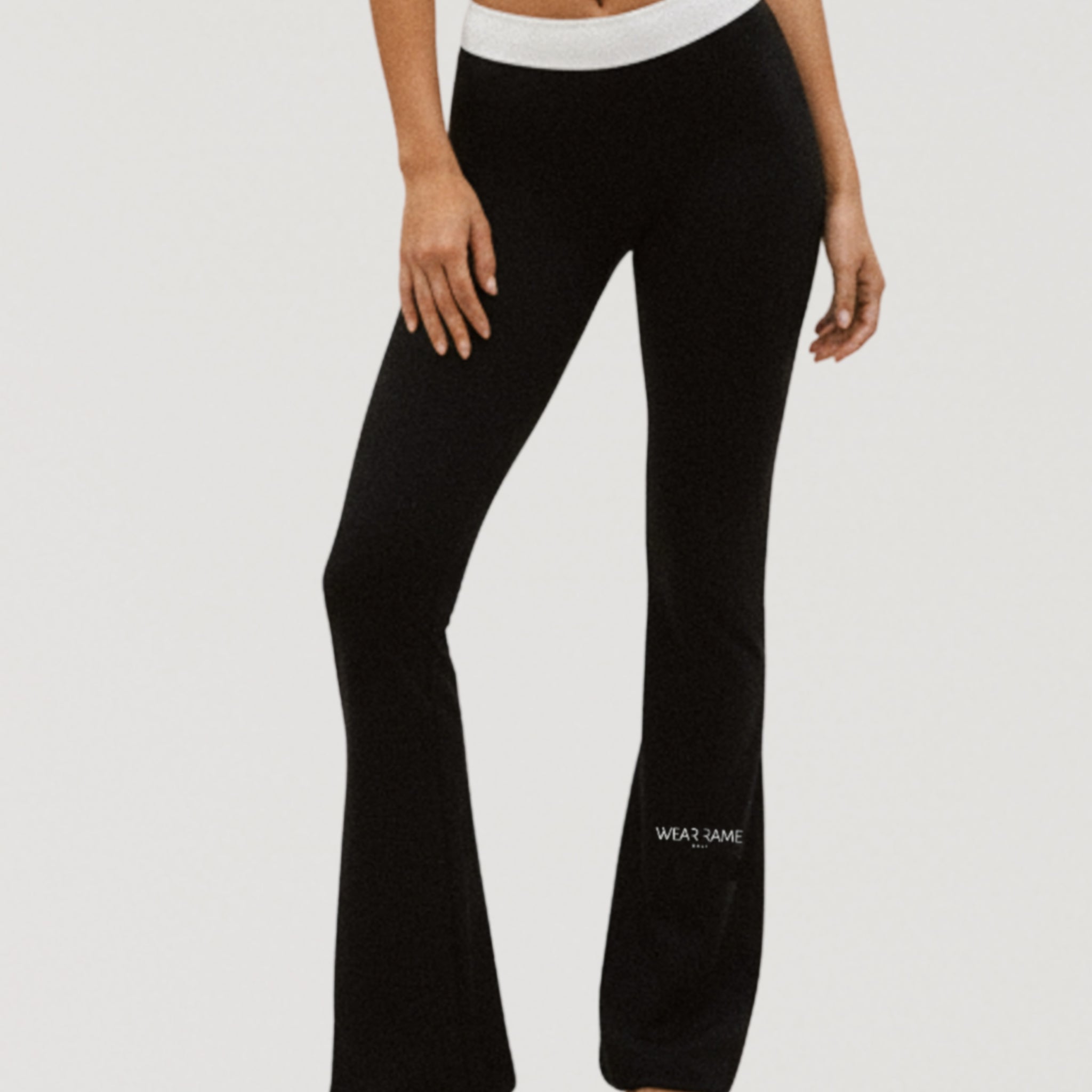 Two Tone Flow Flare Pants in Black