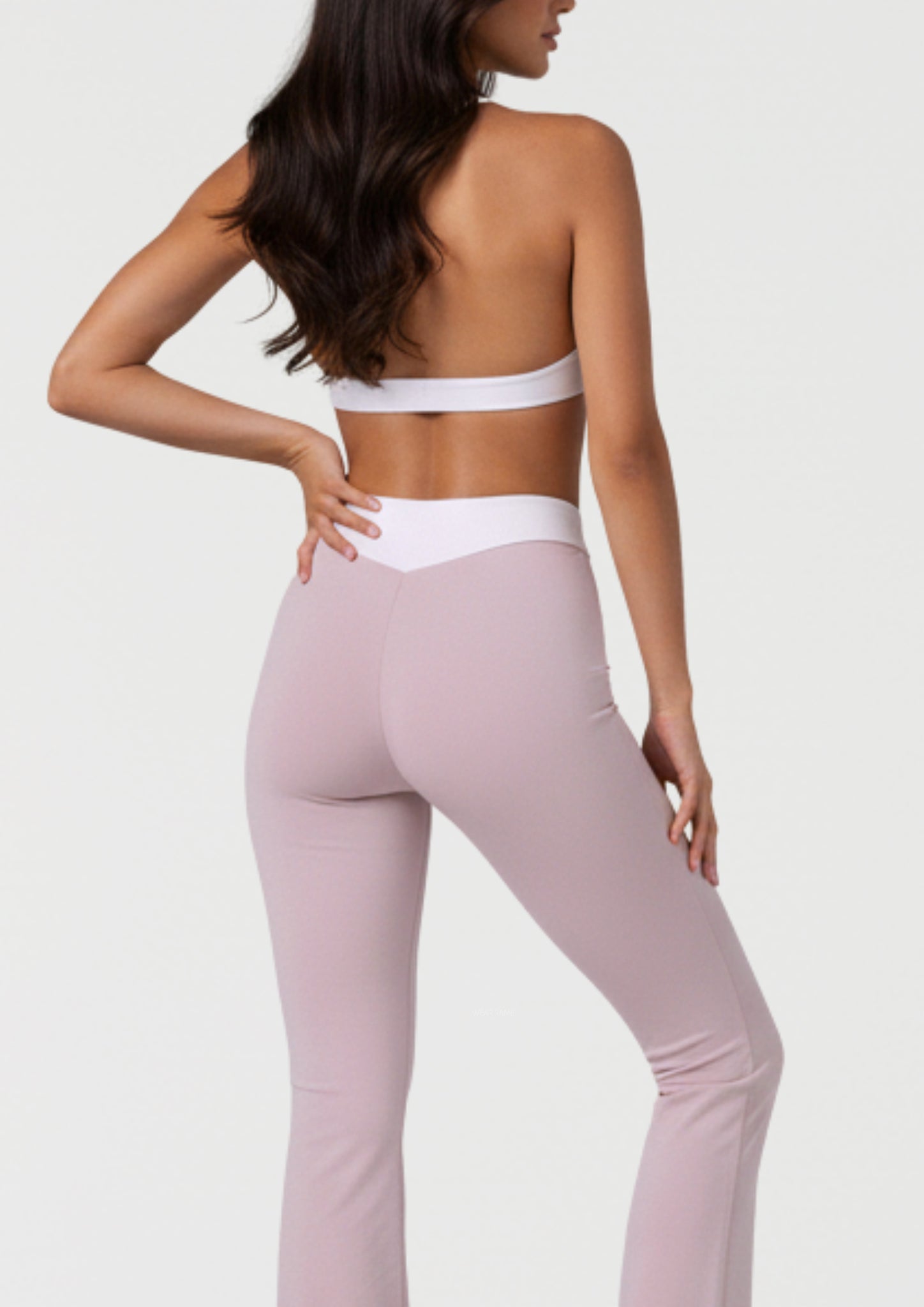 Two Tone Flow Flare Pants in Blush Coral