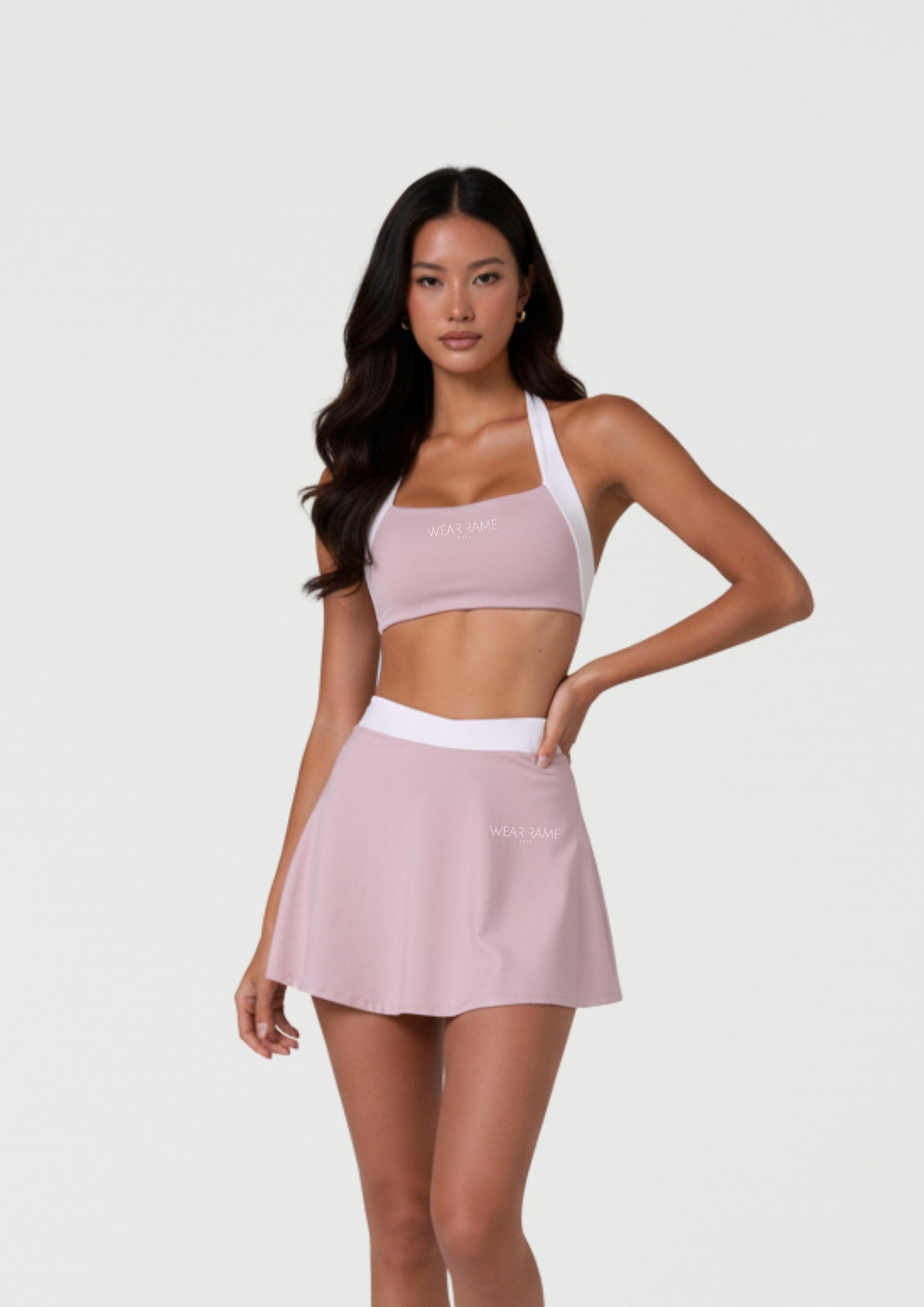 Two Tone Wrap Skort in Blush Coral