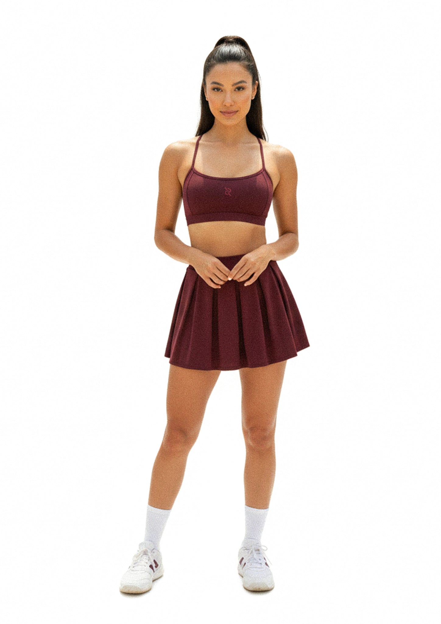 Core Luxe Pleated Skirt In Burgundy